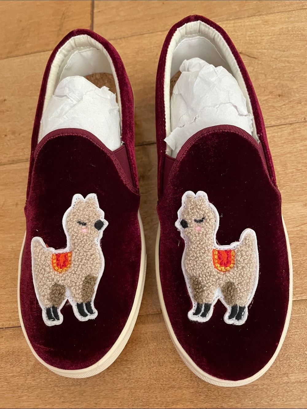 Soludos Velvet Slip-On Sneakers with Llama Patch